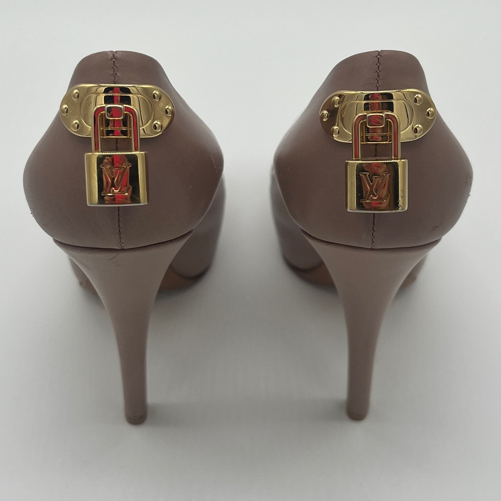 Louis Vuitton Oh Really Lock It Peep Toe Platform Pumps Nude